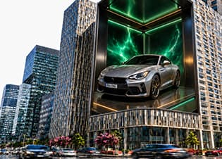 A car creative with green lightning effects running across BIG ONE's display